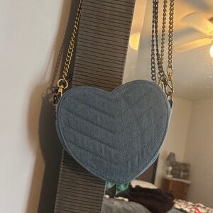 Heart-Shaped Blue Quilted Bag